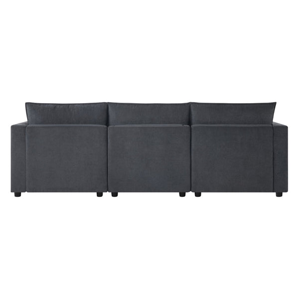 English Elm 98" U-shaped Chenille Sectional with Storage Ottomans Fold Tray and Charging Ports Gray N723S9797E