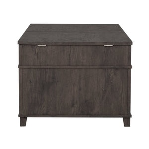 English Elm U-can Lift Top Coffee Table with Hidden Storage Open Shelf and Raised Workstation Surface Antique Brown N724P401355D