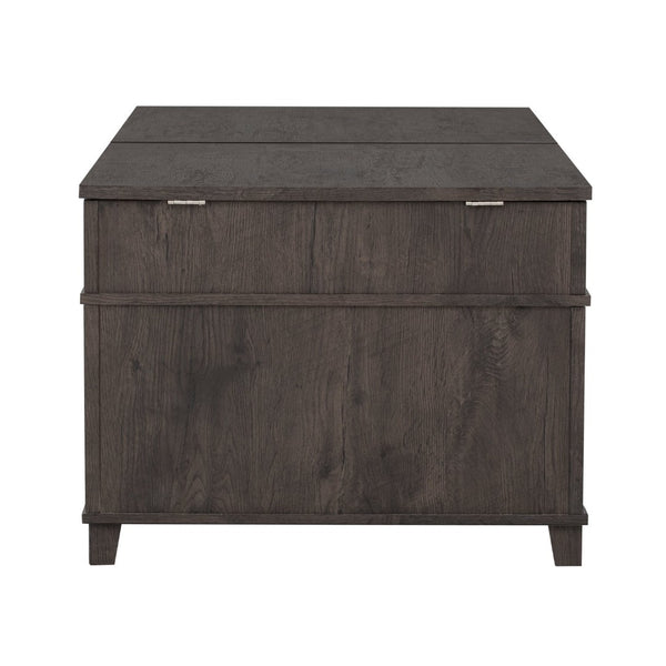 English Elm U-can Lift Top Coffee Table with Hidden Storage Open Shelf and Raised Workstation Surface Antique Brown N724P401355D