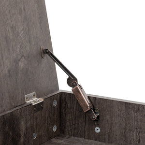 English Elm U-can Lift Top Coffee Table with Hidden Storage Open Shelf and Raised Workstation Surface Antique Brown N724P401355D