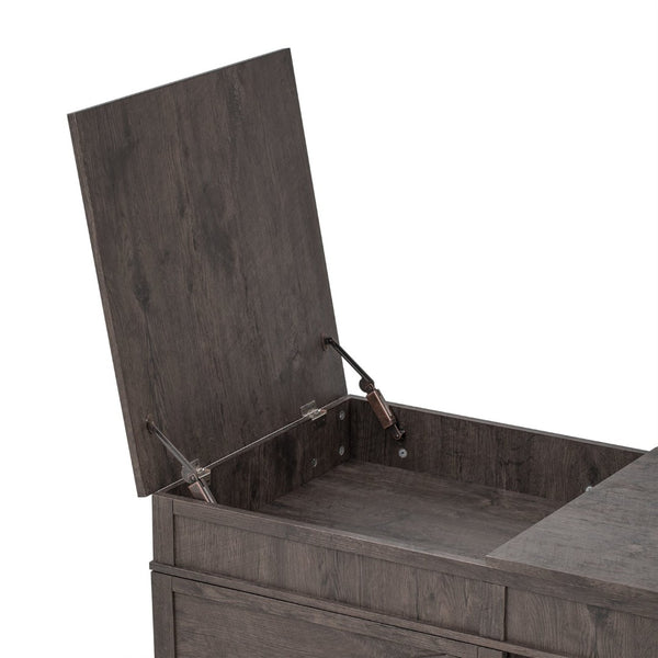 English Elm U-can Lift Top Coffee Table with Hidden Storage Open Shelf and Raised Workstation Surface Antique Brown N724P401355D