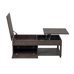English Elm U-can Lift Top Coffee Table with Hidden Storage Open Shelf and Raised Workstation Surface Antique Brown N724P401355D
