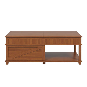 English Elm U-can Lift Top Coffee Table with Hidden Storage Open Shelf and Raised Workstation Surface Apricot Brown N724P401355E