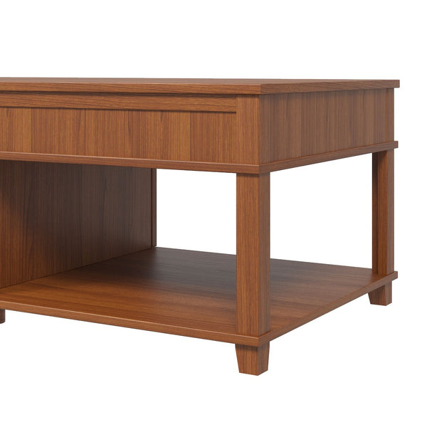 English Elm U-can Lift Top Coffee Table with Hidden Storage Open Shelf and Raised Workstation Surface Apricot Brown N724P401355E