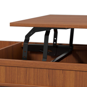 English Elm U-can Lift Top Coffee Table with Hidden Storage Open Shelf and Raised Workstation Surface Apricot Brown N724P401355E