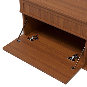 English Elm U-can Lift Top Coffee Table with Hidden Storage Open Shelf and Raised Workstation Surface Apricot Brown N724P401355E