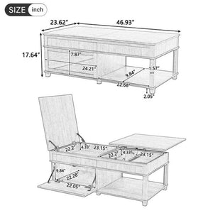 English Elm U-can Lift Top Coffee Table with Hidden Storage Open Shelf and Raised Workstation Surface Apricot Brown N724P401355E