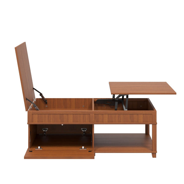 English Elm U-can Lift Top Coffee Table with Hidden Storage Open Shelf and Raised Workstation Surface Apricot Brown N724P401355E