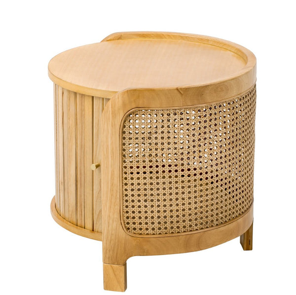 English Elm U-can Round Coffee Table with Rotating Lid Pe Rattan Wrap and Interior Storage N724P401356D