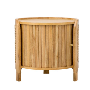 English Elm U-can Round Coffee Table with Rotating Lid Pe Rattan Wrap and Interior Storage N724P401356D