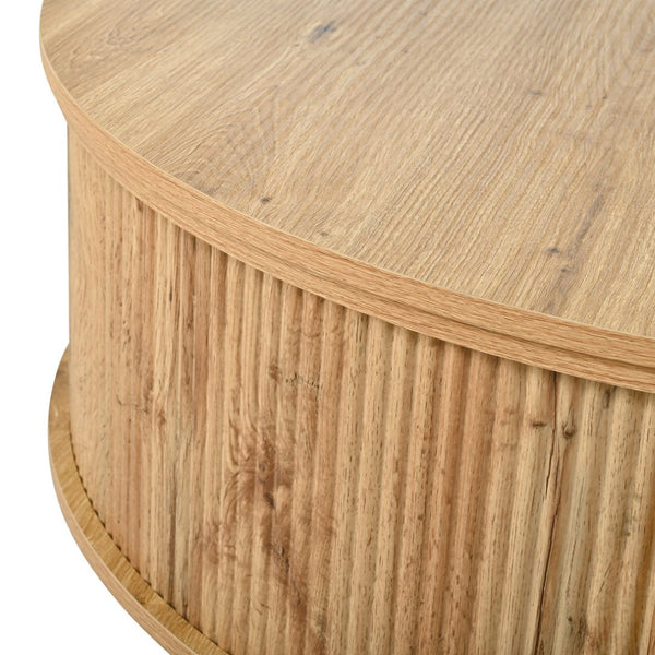 English Elm U-can Round Lift Top Coffee Table Dual Storage Pine Legs Wave Grain Living Room Acacia Wood N724P416053D
