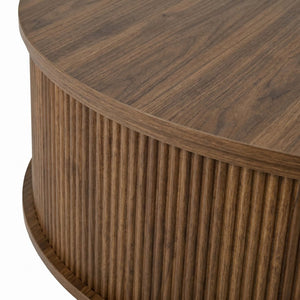 English Elm U-can Round Lift Top Coffee Table Dual Storage Pine Legs Wave Grain Living Room Antique brown N724P416053M