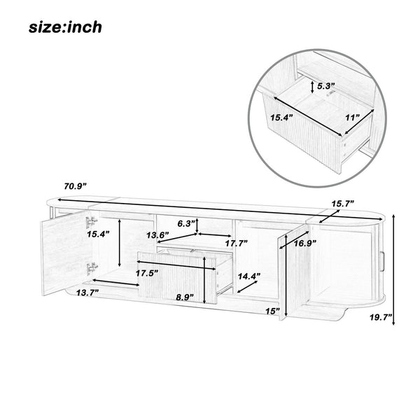 English Elm U-can Wood Grain Tv Stand Fits 70 Inch Televisions with Sliding Hidden Storage Drawers N724P420626W