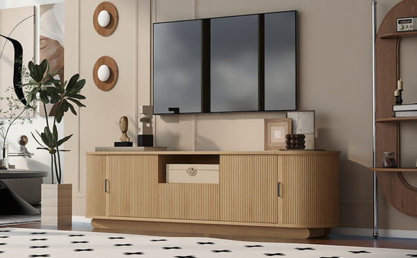 English Elm U-can Wood Grain Tv Stand Fits 70 Inch Televisions with Sliding Hidden Storage Drawers N724P420626W