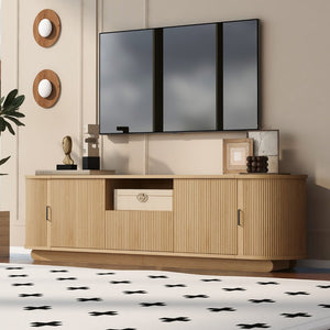 English Elm U-can Wood Grain Tv Stand Fits 70 Inch Televisions with Sliding Hidden Storage Drawers N724P420626W