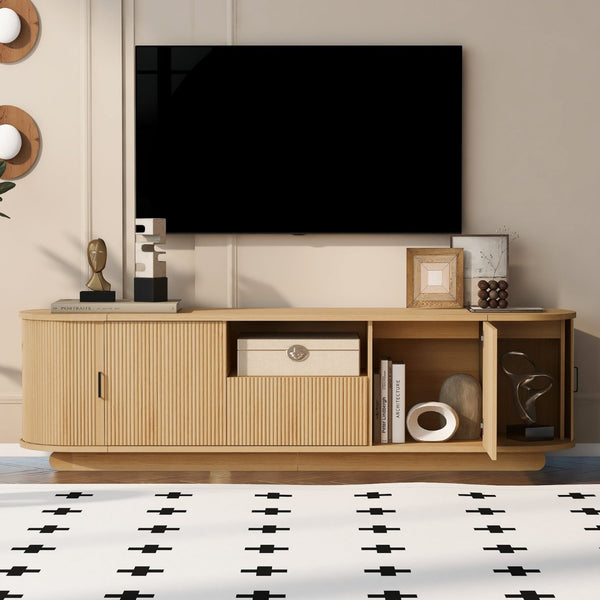 English Elm U-can Wood Grain Tv Stand Fits 70 Inch Televisions with Sliding Hidden Storage Drawers N724P420626W