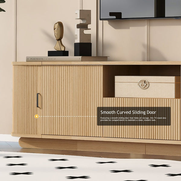 English Elm U-can Wood Grain Tv Stand Fits 70 Inch Televisions with Sliding Hidden Storage Drawers N724P420626W