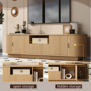 English Elm U-can Wood Grain Tv Stand Fits 70 Inch Televisions with Sliding Hidden Storage Drawers N724P420626W