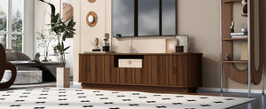 English Elm U-can Large Entertainment Console with Hidden Sliding Doors and Waterproof Top for 75 Inch Tvs Antique Brown N724P420628D