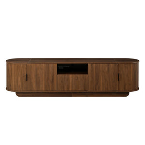English Elm U-can Large Entertainment Console with Hidden Sliding Doors and Waterproof Top for 75 Inch Tvs Antique Brown N724P420628D