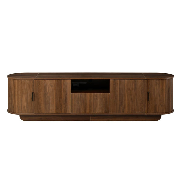 English Elm U-can Large Entertainment Console with Hidden Sliding Doors and Waterproof Top for 75 Inch Tvs Antique Brown N724P420628D