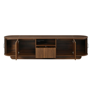 English Elm U-can Large Entertainment Console with Hidden Sliding Doors and Waterproof Top for 75 Inch Tvs Antique Brown N724P420628D