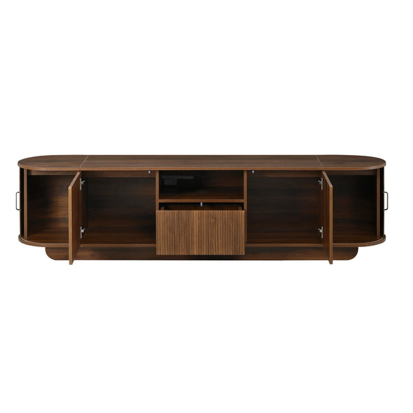 English Elm U-can Large Entertainment Console with Hidden Sliding Doors and Waterproof Top for 75 Inch Tvs Antique Brown N724P420628D