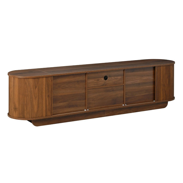 English Elm U-can Large Entertainment Console with Hidden Sliding Doors and Waterproof Top for 75 Inch Tvs Antique Brown N724P420628D