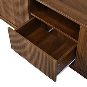 English Elm U-can Large Entertainment Console with Hidden Sliding Doors and Waterproof Top for 75 Inch Tvs Antique Brown N724P420628D