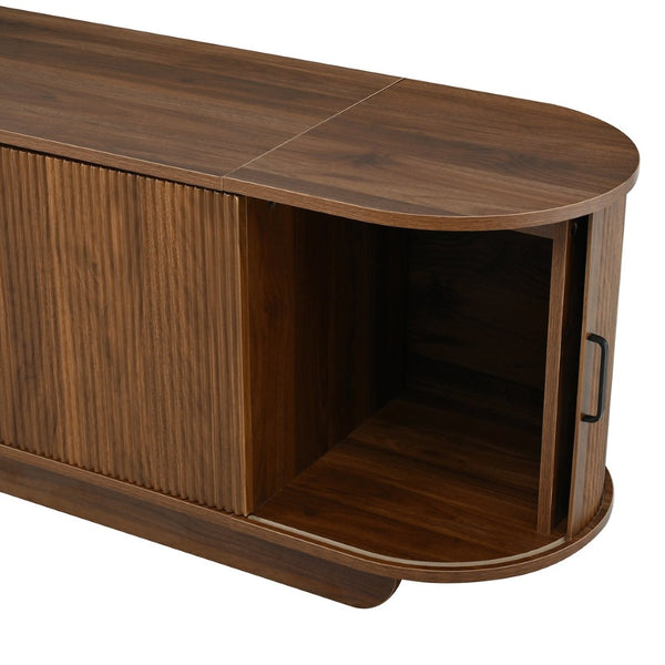 English Elm U-can Large Entertainment Console with Hidden Sliding Doors and Waterproof Top for 75 Inch Tvs Antique Brown N724P420628D