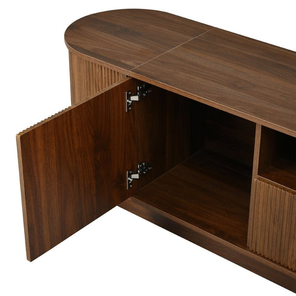 English Elm U-can Large Entertainment Console with Hidden Sliding Doors and Waterproof Top for 75 Inch Tvs Antique Brown N724P420628D