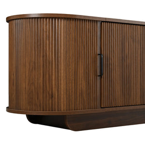 English Elm U-can Large Entertainment Console with Hidden Sliding Doors and Waterproof Top for 75 Inch Tvs Antique Brown N724P420628D