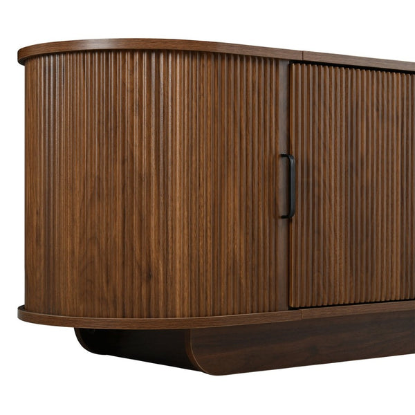 English Elm U-can Large Entertainment Console with Hidden Sliding Doors and Waterproof Top for 75 Inch Tvs Antique Brown N724P420628D