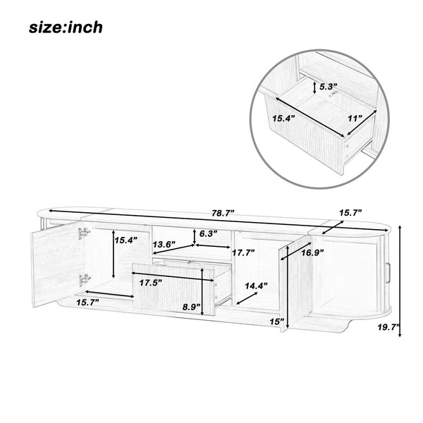 English Elm U-can Large Entertainment Console with Hidden Sliding Doors and Waterproof Top for 75 Inch Tvs Antique Brown N724P420628D