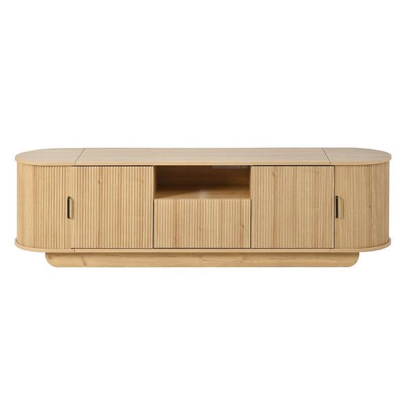 English Elm U-can Large Entertainment Console with Hidden Sliding Doors and Waterproof Top for 75 Inch Tvs Acacia Wood N724P420628W