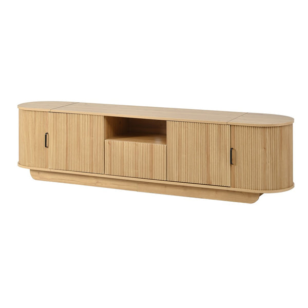 English Elm U-can Large Entertainment Console with Hidden Sliding Doors and Waterproof Top for 75 Inch Tvs Acacia Wood N724P420628W