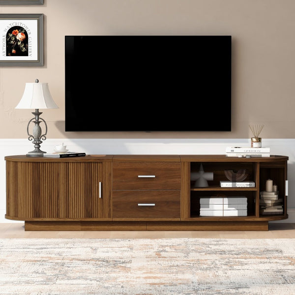 English Elm U-can Wood Grain Tv Stand Fits 70 Inch Televisions with Sliding Hidden Storage Drawers Antique Brown N724P420639D