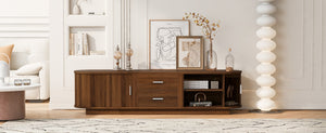 English Elm U-can Wood Grain Tv Stand Fits 70 Inch Televisions with Sliding Hidden Storage Drawers Antique Brown N724P420639D