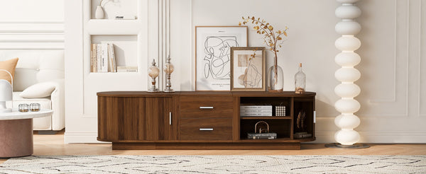 English Elm U-can Wood Grain Tv Stand Fits 70 Inch Televisions with Sliding Hidden Storage Drawers Antique Brown N724P420639D