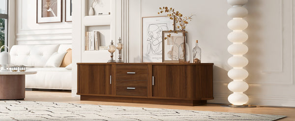 English Elm U-can Wood Grain Tv Stand Fits 70 Inch Televisions with Sliding Hidden Storage Drawers Antique Brown N724P420639D