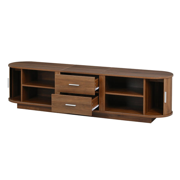 English Elm U-can Wood Grain Tv Stand Fits 70 Inch Televisions with Sliding Hidden Storage Drawers Antique Brown N724P420639D