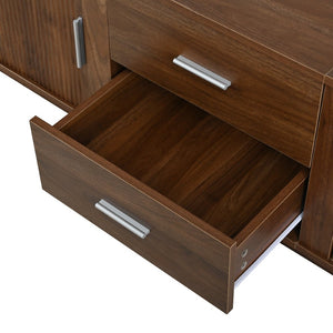English Elm U-can Wood Grain Tv Stand Fits 70 Inch Televisions with Sliding Hidden Storage Drawers Antique Brown N724P420639D