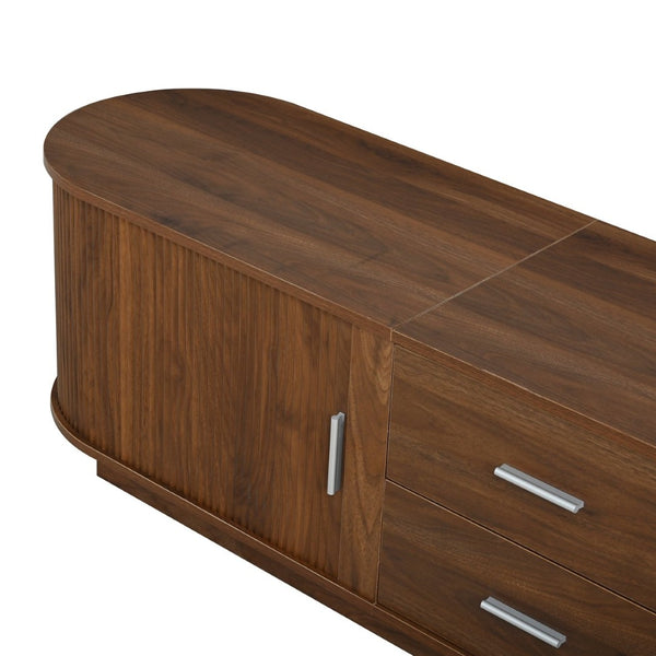 English Elm U-can Wood Grain Tv Stand Fits 70 Inch Televisions with Sliding Hidden Storage Drawers Antique Brown N724P420639D