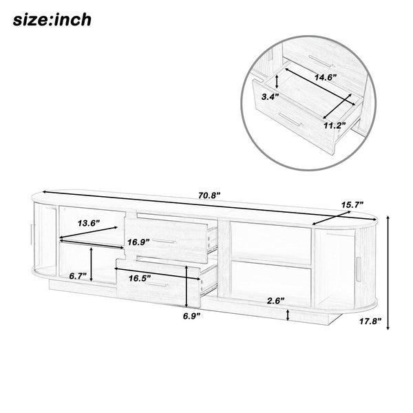 English Elm U-can Wood Grain Tv Stand Fits 70 Inch Televisions with Sliding Hidden Storage Drawers Antique Brown N724P420639D