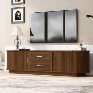 English Elm U-can Wood Grain Tv Stand Fits 70 Inch Televisions with Sliding Hidden Storage Drawers Antique Brown N724P420639D
