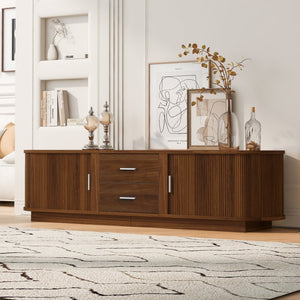 English Elm U-can Wood Grain Tv Stand Fits 70 Inch Televisions with Sliding Hidden Storage Drawers Antique Brown N724P420639D