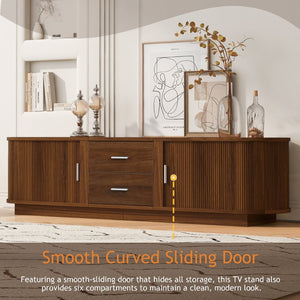English Elm U-can Wood Grain Tv Stand Fits 70 Inch Televisions with Sliding Hidden Storage Drawers Antique Brown N724P420639D