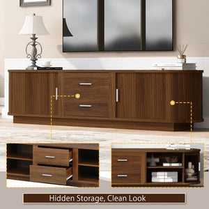 English Elm U-can Wood Grain Tv Stand Fits 70 Inch Televisions with Sliding Hidden Storage Drawers Antique Brown N724P420639D
