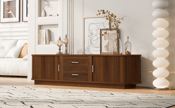 English Elm U-can Wood Grain Tv Stand Fits 70 Inch Televisions with Sliding Hidden Storage Drawers Antique Brown N724P420639D
