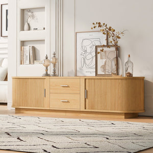 English Elm U-can Wood Grain Tv Stand Fits 70 Inch Televisions with Sliding Hidden Storage Drawers Acacia Wood N724P420639W